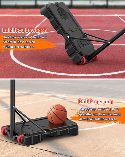 vcloo Basketballkorb Kinder höhenverstellbar 150-210 cm mit Rollen