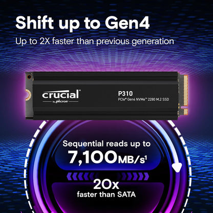 Crucial P310 PS5 SSD 1TB PCIe Gen4 mit Kühlkörper