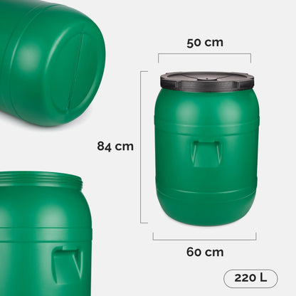 Garronda Weithalsfass 220 Liter HDPE mit Deckel grün GD-0078