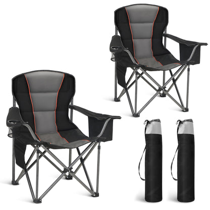 HIGH POINT SPORTS Campingstuhl XXL faltbar 2er Set bis 200 kg schwarz, gepolstert mit Getränkehalter