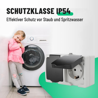 greate Feuchtraumsteckdose Aufputz 2-fach IP54, 10er-Set