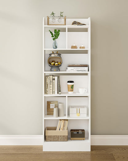 Hzuaneri BC11103X Bücherregal – 6 Fächer, Standregal Weiss
