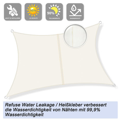Sunnylaxx Sonnensegel 4x4 m Quadrat wasserdicht Creme 95% UV-Schutz