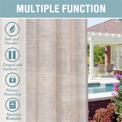 FASCINATDECO Outdoor Vorhang wasserdicht Leinenoptik 213x132 2er-Set