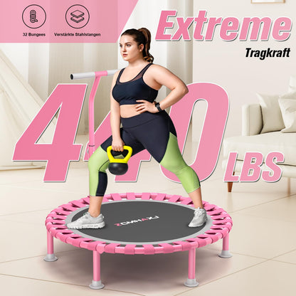 ZCMHAXJ Fitnesstrampolin klappbar, Ø 101,6 cm, mit Haltegriff, 204 kg