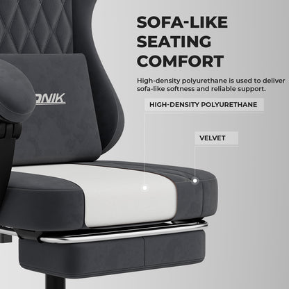 NIONIK Gaming Stuhl ergonomisch, höhenverstellbar, Grau