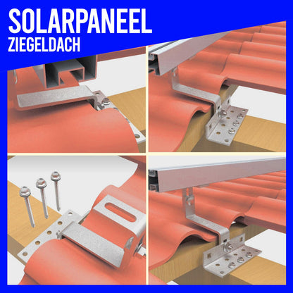 Photovoltaik-Modul-Set 2x – Ziegeldach-Aufständerung 25-40mm