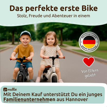Mallie Kinder Laufrad ab 2 Jahre mit Klingel und Spritzschutz