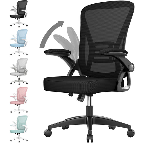 rattantree Bürostuhl Ergonomischer Drehstuhl - Schwarz. Schwarzer Drehstuhl mit hoher Rückenlehne und verstellbaren Armlehnen für ergonomisches Arbeiten.