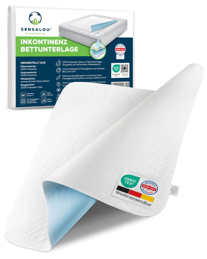 Sensalou Inkontinenz Betteinlage wasserdicht 90x160 cm - 4er Pack. Für Matratzenschutz bei Inkontinenz.