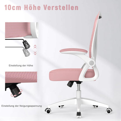 naspaluro ergonomischer Bürostuhl mit Lordosenstütze - Rosa