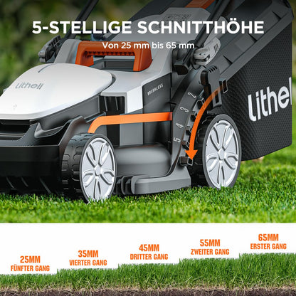 Litheli Akku-Rasenmäher 20V, 33 cm Schnittbreite, 30 l Fangkorb