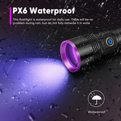 LUXNOVAQ UV-Taschenlampe 365 nm 30W Schwarzlicht aufladbar