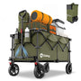 Sekey XXL Plus Bollerwagen faltbar, 200 l, bis 200 kg, Olivgrün, geländetaugliche Räder und Bremsen