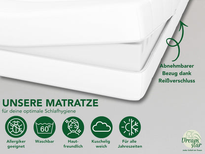 DREAMSTAR Simple Flex Duo 7-Zonen Kaltschaummatratze 90x200 cm H2/H3