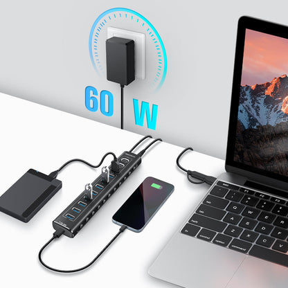 RSHTECH RSH-A11PD USB C Hub aktiv mit Netzteil – 11 Port, 20W PD