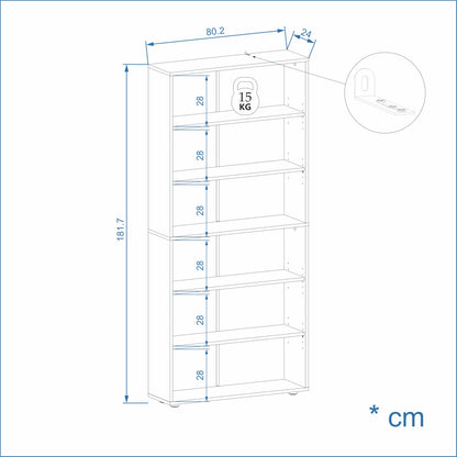 KOMTO Lumo Standregal – 80cm breit, weiss, 6 Ebenen