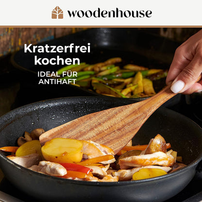 Woodenhouse Kochbesteck Set 10-teilig aus Teakholz mit Kochlöffel