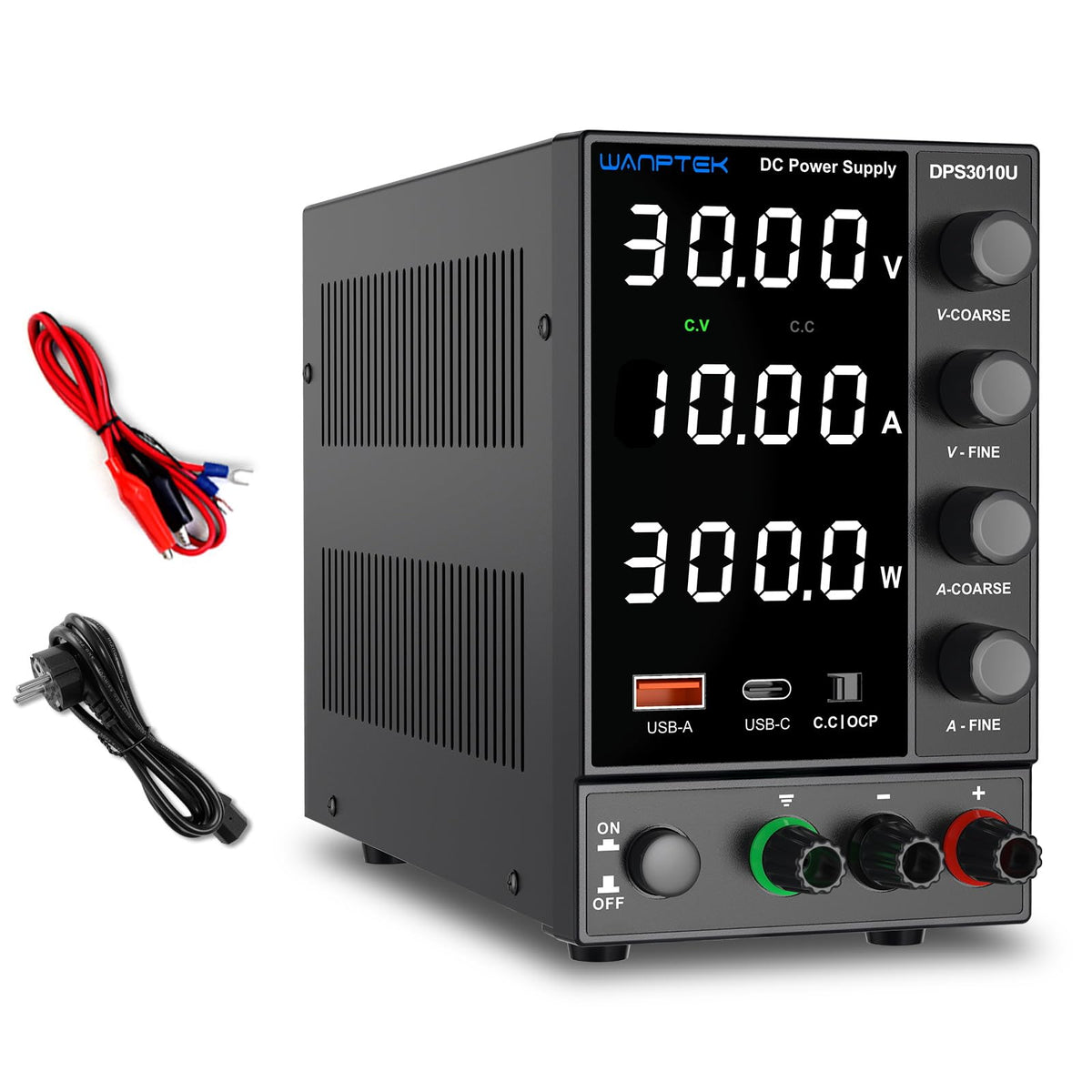 WANPTEK POWER DC Labornetzteil digital regelbar 30V 10A. Rechteckgehäuse. Präzise DC-Spannung/-Strom f. Elektronik.