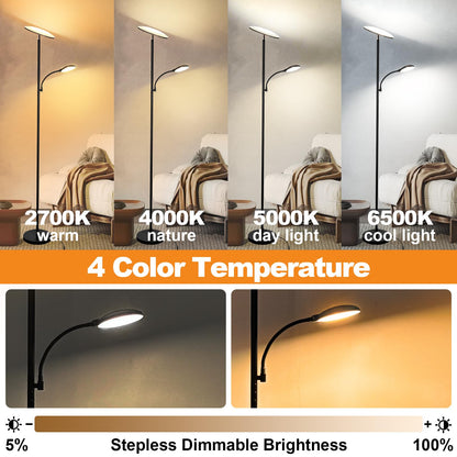 marctronic LED Deckenfluter Stehlampe - Dimmbar Leselampe