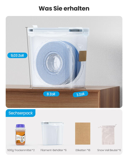 YOOPAI Filament Aufbewahrungsbox 6er-Set, 4 L, wasser- und staubdicht