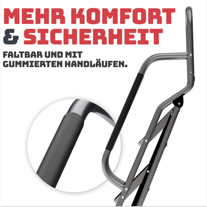 Sicherheitsleiter klappbar 4 Stufen mit Handlauf – Anthrazit