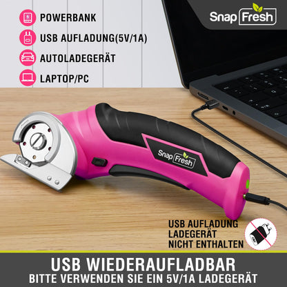 SnapFresh Elektrische Kartonschere 4V Akku-Rollschneider rosa