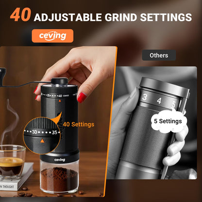 CEVING Hand-Kaffeemühle MCG-02 mit Edelstahl-Mahlwerk, 60 g