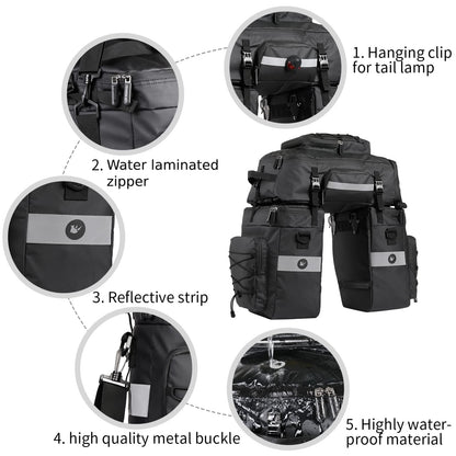 BAIGIO Fahrradtasche 3-in-1 wasserdichte Gepäckträgertasche 75L
