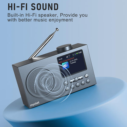 Mycket Tragbares DAB+/UKW Radio mit Bluetooth 5.0 und Farbdisplay