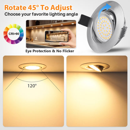 GeyouLux LED Einbaustrahler 230V dimmbar IP44 3000K 6er-Set