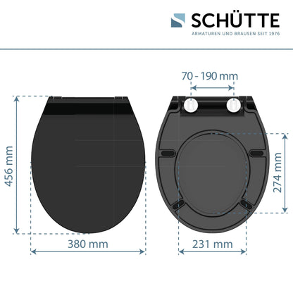 Schütte Slim WC-Sitz aus Duroplast mit Absenkautomatik, Schwarz