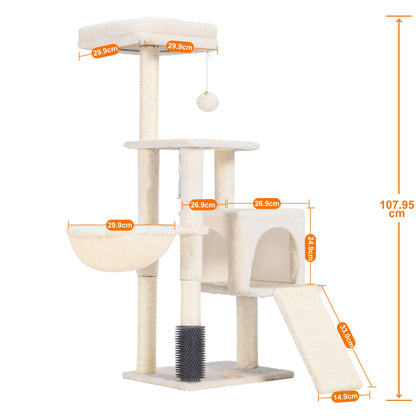 Heybly Kratzbaum HCT005SM mit Katzenbürste und Korb, Beige