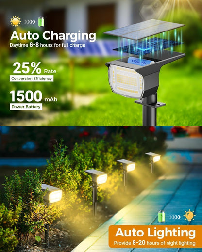 btfarm Solarstrahler für Aussen, 8er-Set, 72 LED, IP65, warmweiss