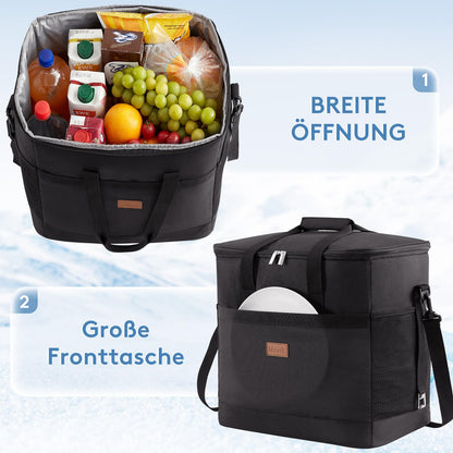 Lifewit Kühltasche 40 L, faltbare Thermotasche für Picknick, schwarz