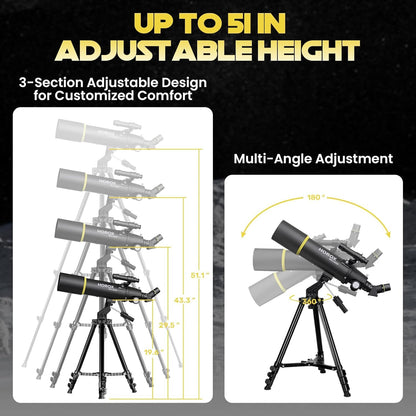 AstroView Refraktor Teleskop 80/500mm - Tragbar mit Zubehör