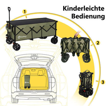 Sekey XXXL-Super 4013 Bollerwagen Faltbar - Olivgrün