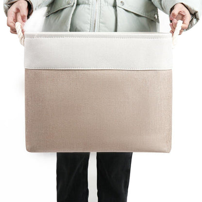 Mangata Aufbewahrungsbox Stoff 33x38x33 cm khaki-weiss 4er Pack