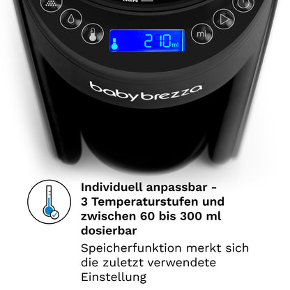 Baby Brezza Formula Pro Advanced – Automatischer Flaschenzubereiter – Mischt Milchpulver & Wasser perfekt per Knopfdruck – 3 Temperaturen – Für alle Flaschen & Pulver – BPA-frei, schwarz
