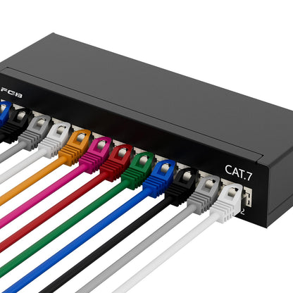 FGB CAT 7 Patchpanel 12-Port RJ45 geschirmt, Tisch-/Wandmontage