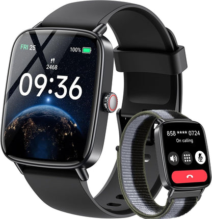 Gydom Smartwatch Herren IDW28 mit Telefonfunktion, 1,85 Zoll, schwarz – Fitnessuhr mit Herzfrequenz- und SpO2-Messung