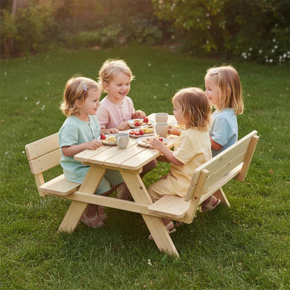 Bellabino Inny Kindersitzgruppe aus Kiefernholz mit 2 Bänken