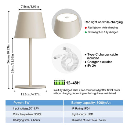 lundwa LED Akku Tischlampe kabellos dimmbar, 3000 K, beige, 2er-Set