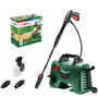 Bosch EasyAquatak Hochdruckreiniger Modell 120 - 1500 W. Grünes, kompaktes Gerät mit Tragegriff. Reinigt Terrassen, Fahrzeuge mit hohem Wasserdruck.