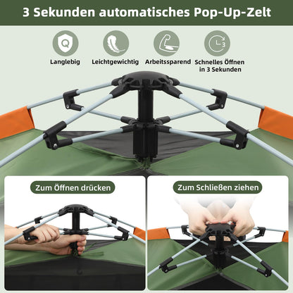 HAUSPROFI Pop Up Campingzelt - 2-3 Personen Automatik