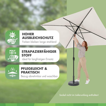 Doppler Jack Sonnenschirm 300 x 200 cm Natur, knickbar mit Kurbel