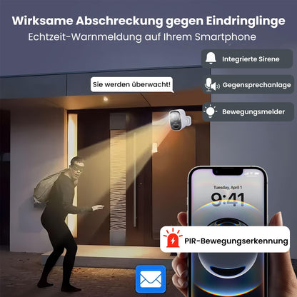 Funstorm CB54 2K Überwachungskamera aussen mit Akku, WLAN, 2er-Set