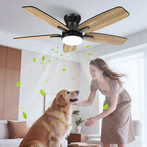 Airwit 106cm Deckenventilator mit Licht und Fernbedienung. Runder Ventilator mit integrierter Beleuchtung zur Luftzirkulation und Raumausleuchtung.