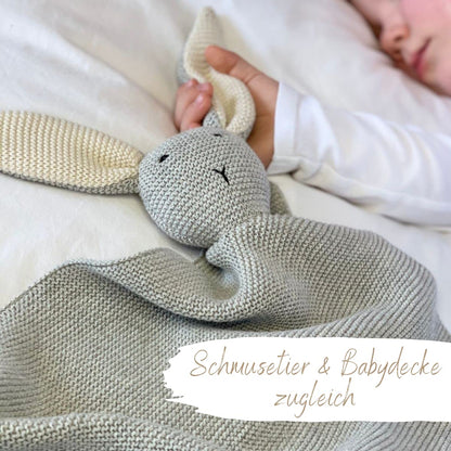 DIKOS SCHMUSE-Hase Babydecke & Kuscheltuch aus Bio-Baumwolle, grau