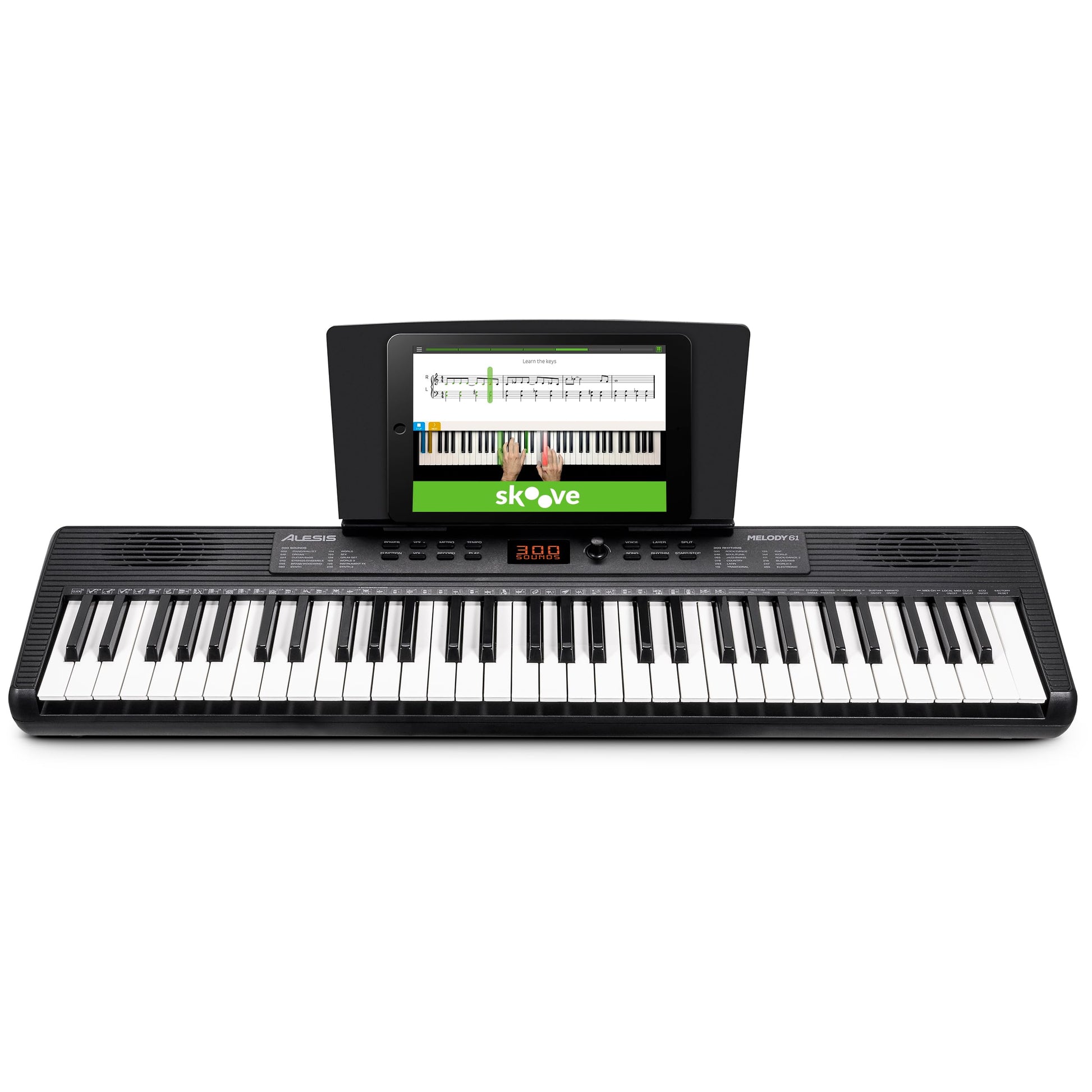 Alesis Melody 61 Digital Keyboard Piano für Einsteiger 61 Tasten. Rechteckiges, schwarzes 61-Tasten-Keyboard zum Klavierlernen.
